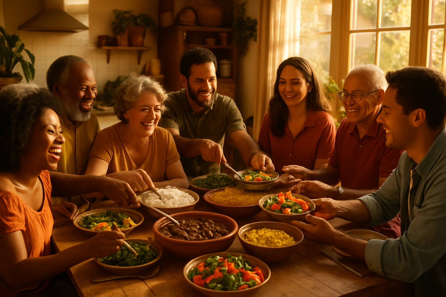 Pessoas compartilhando comida